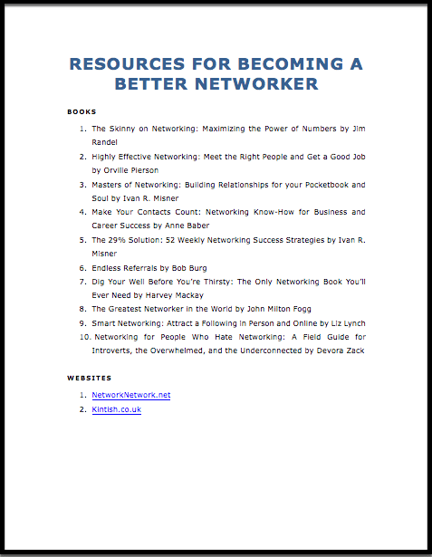 Power Networking for Results - Participant Materials 15 PowerNetworking resources betternetworker