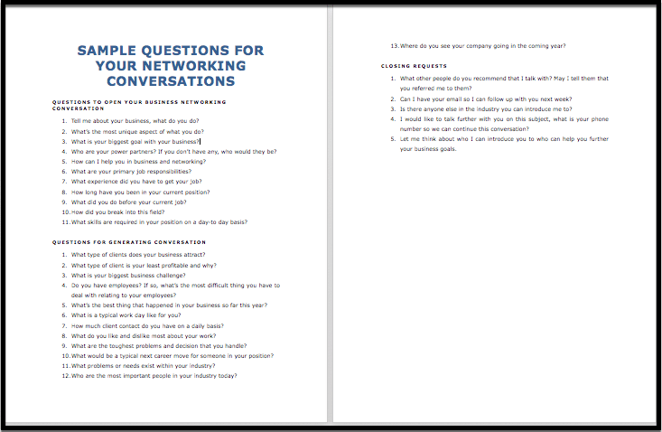 Power Networking for Results - Participant Materials 16 PowerNetworking resources questions