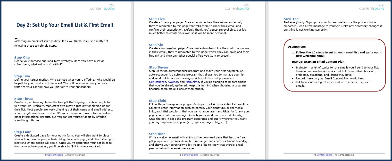 10 Steps to Setting up Your List_Day2example_branded Branded List Building Day 2 Content