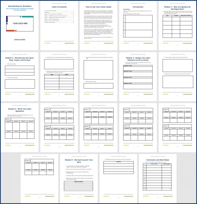 Quiz Building for Marketers 3 Quiz Building for Marketers - Action Guide