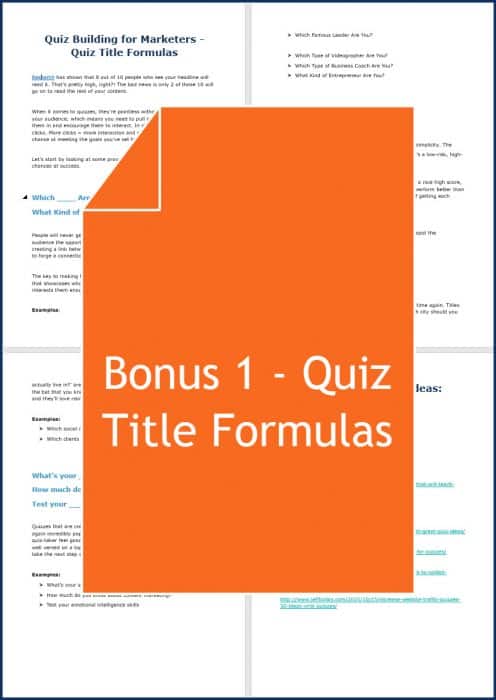 Quiz Building for Marketers 11 Quiz Building for Marketers - Bonus 1 Quiz Title Formulas