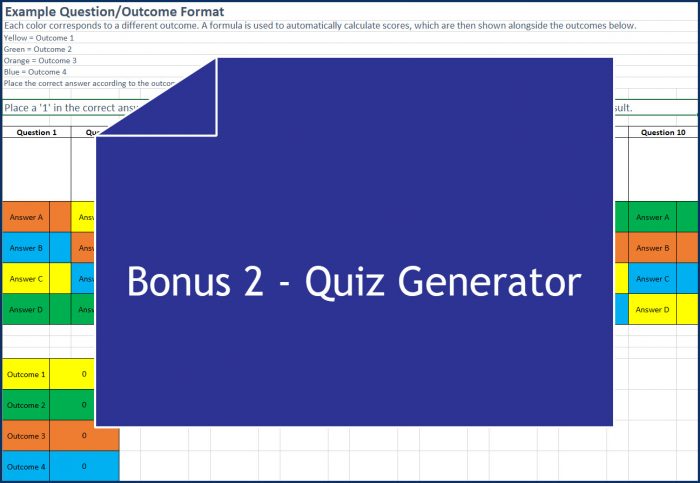 Quiz Building for Marketers 12 Quiz Building for Marketers - Bonus 2 Quiz Generator Spreadsheet