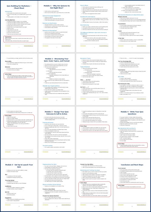 Quiz Building for Marketers 5 Quiz Building for Marketers - Cheat Sheet