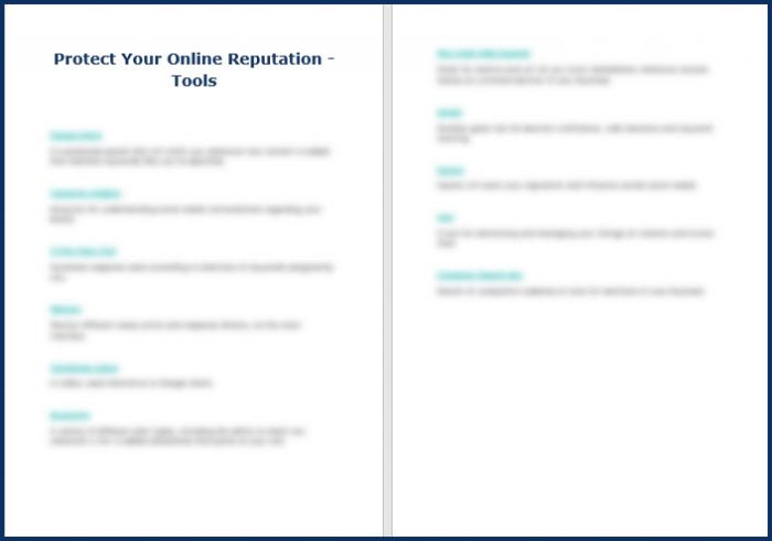 Protect Your Online Reputation 9 Protect Your Online Reputation - Tools