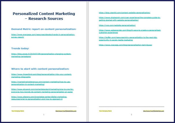 Personalized Content Marketing 7 Personalized Content Marketing - Research Sources