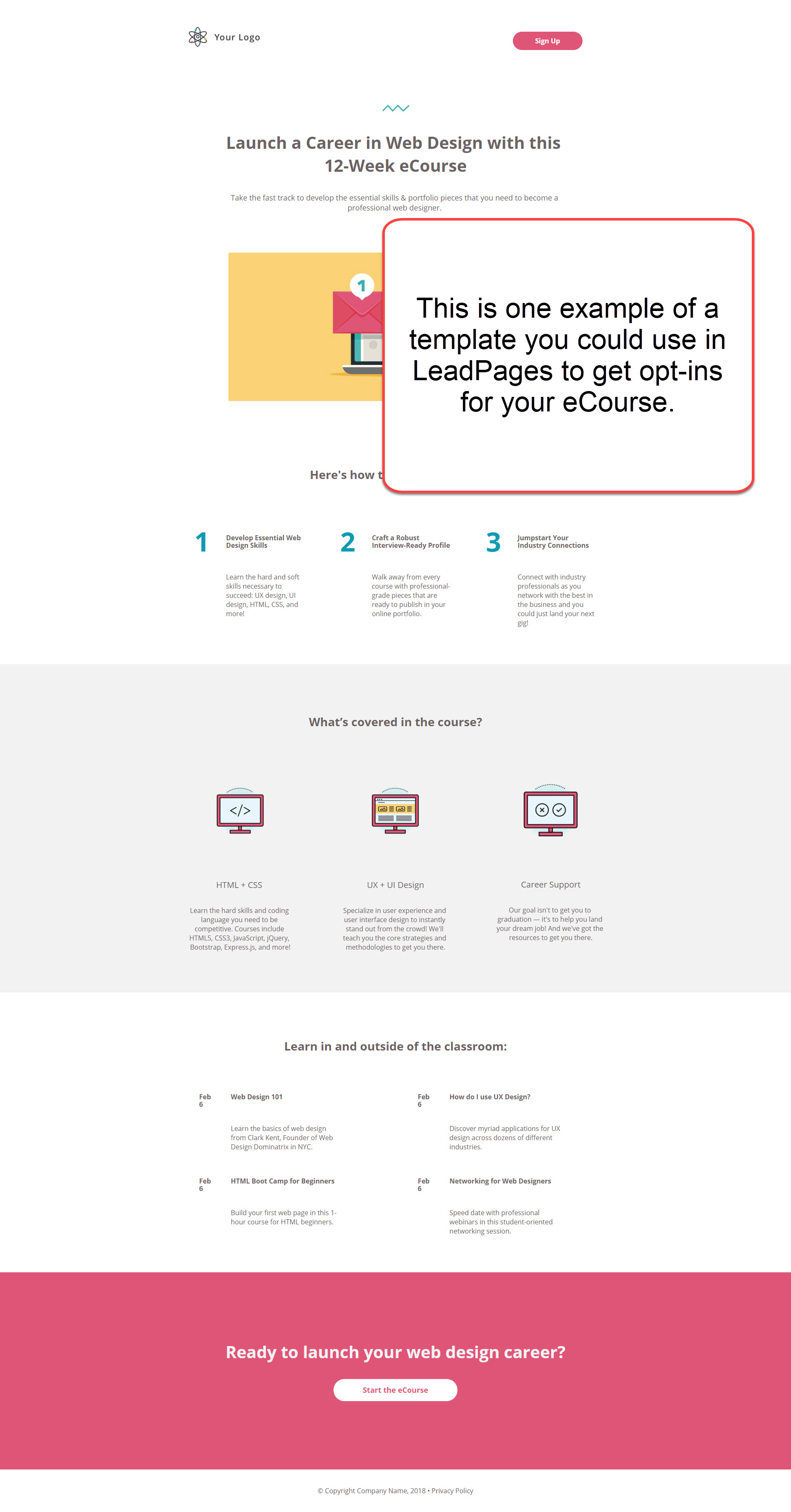 opt in page template