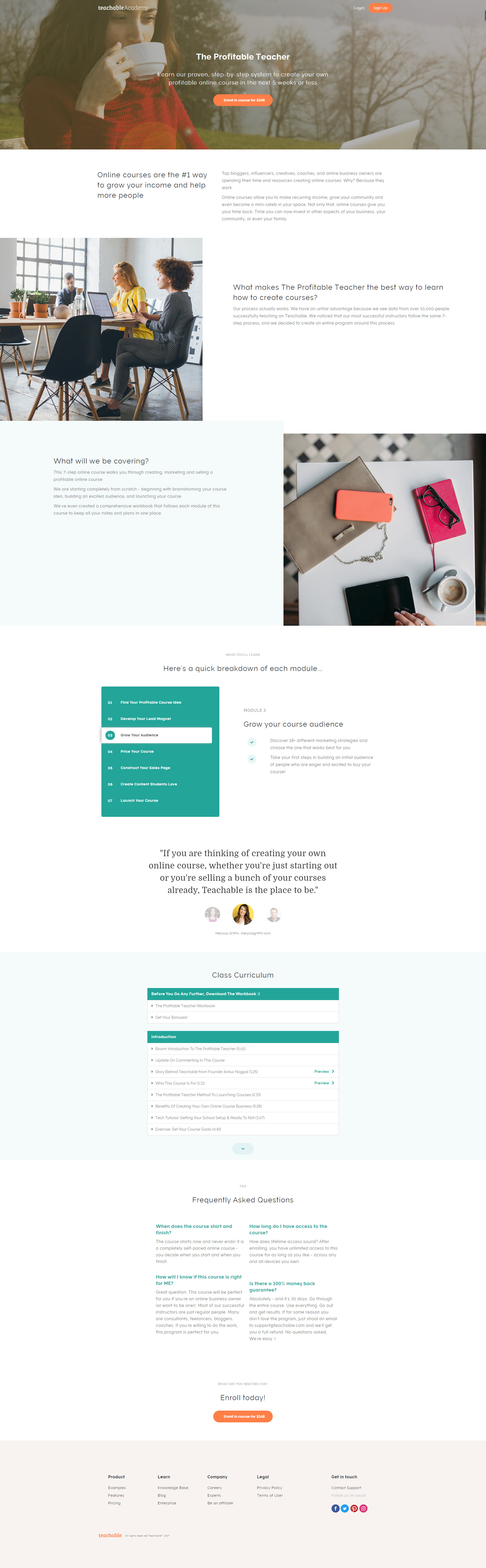 Teachable sales page design