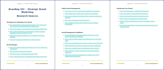 Branding 101 - Design and Market Your Brand 19 Strategic Brand Marketing - Research Sources