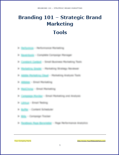 Branding 101 - Design and Market Your Brand 17 Strategic Brand Marketing - Tools