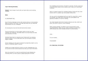 10 Done-for-You Blog Posts & Emails: Working Remotely 7 How to keep in touch with your team when you’re working remotely