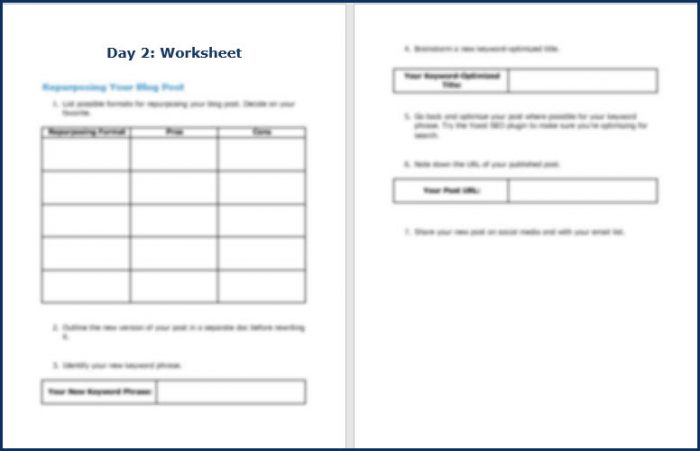 7-Day Content Repurposing Challenge 7 ContentRepurposing DailyWorksheets2