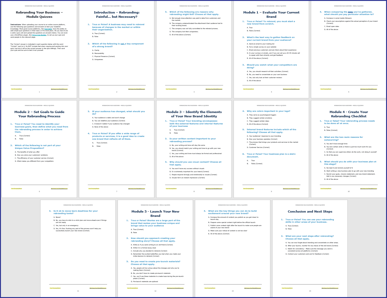 Rebranding Module Quizzes Rebranding Module Quizzes