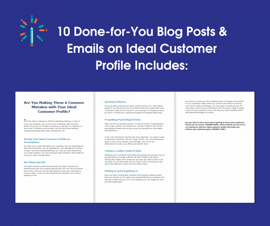 10 Done for You Blog Posts Emails ICP Sales Page gif