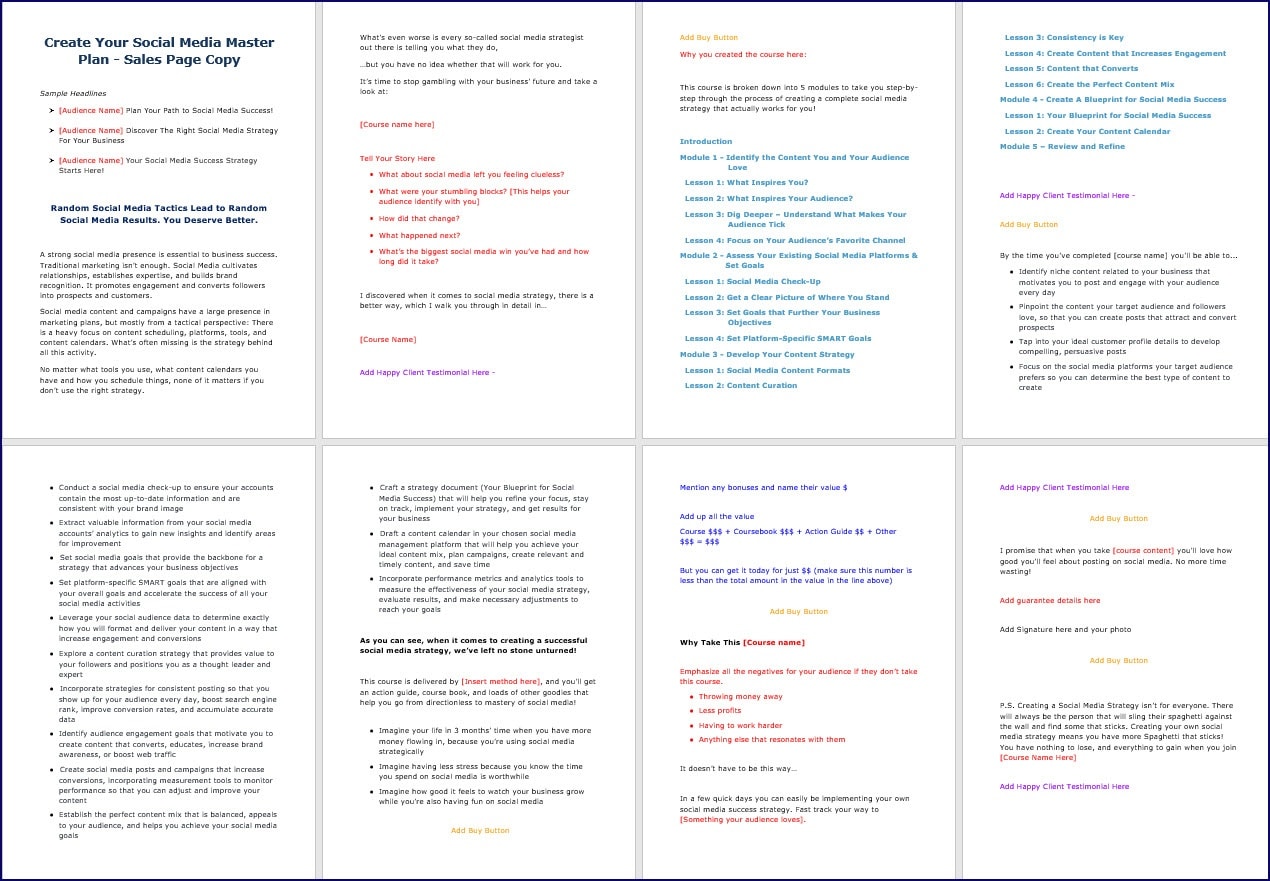 Create Your Social Media Master Plan - Sales Page Copy Create Your Social Media Master Plan Sales Page Copy