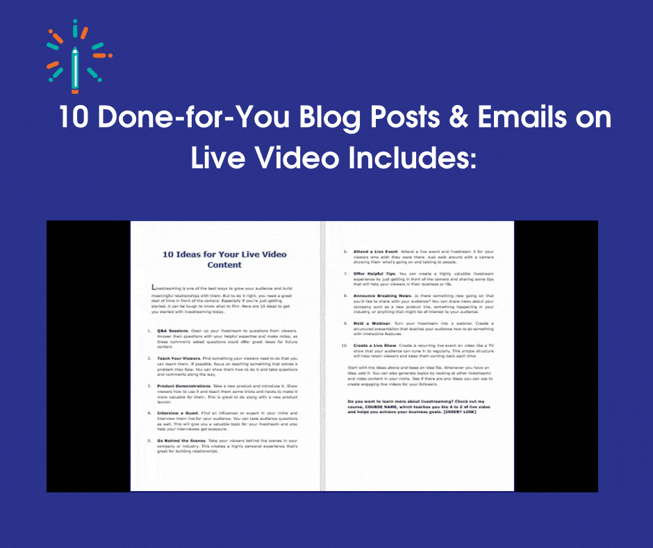 LiveVideo BlogPsEmails SalesPage