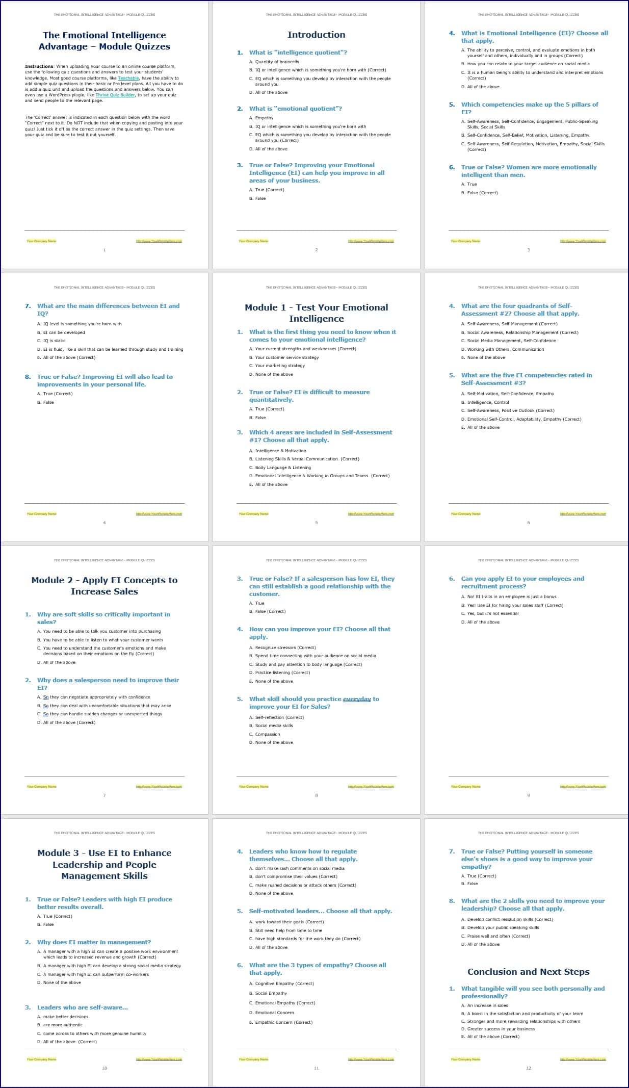 Emotional Intelligence Upgrade - Module Quizzes Emotional Intelligence Upgrade Module Quizzes