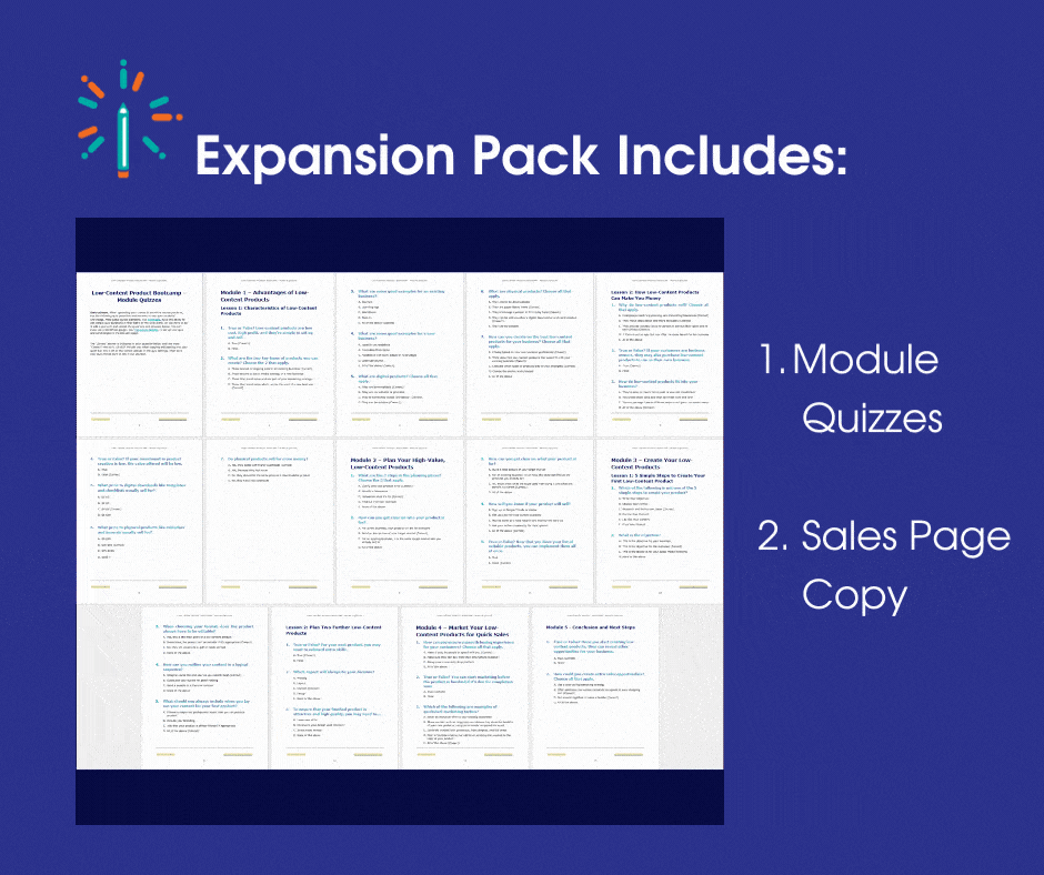 Low Content Products ExPack Sales Page 1