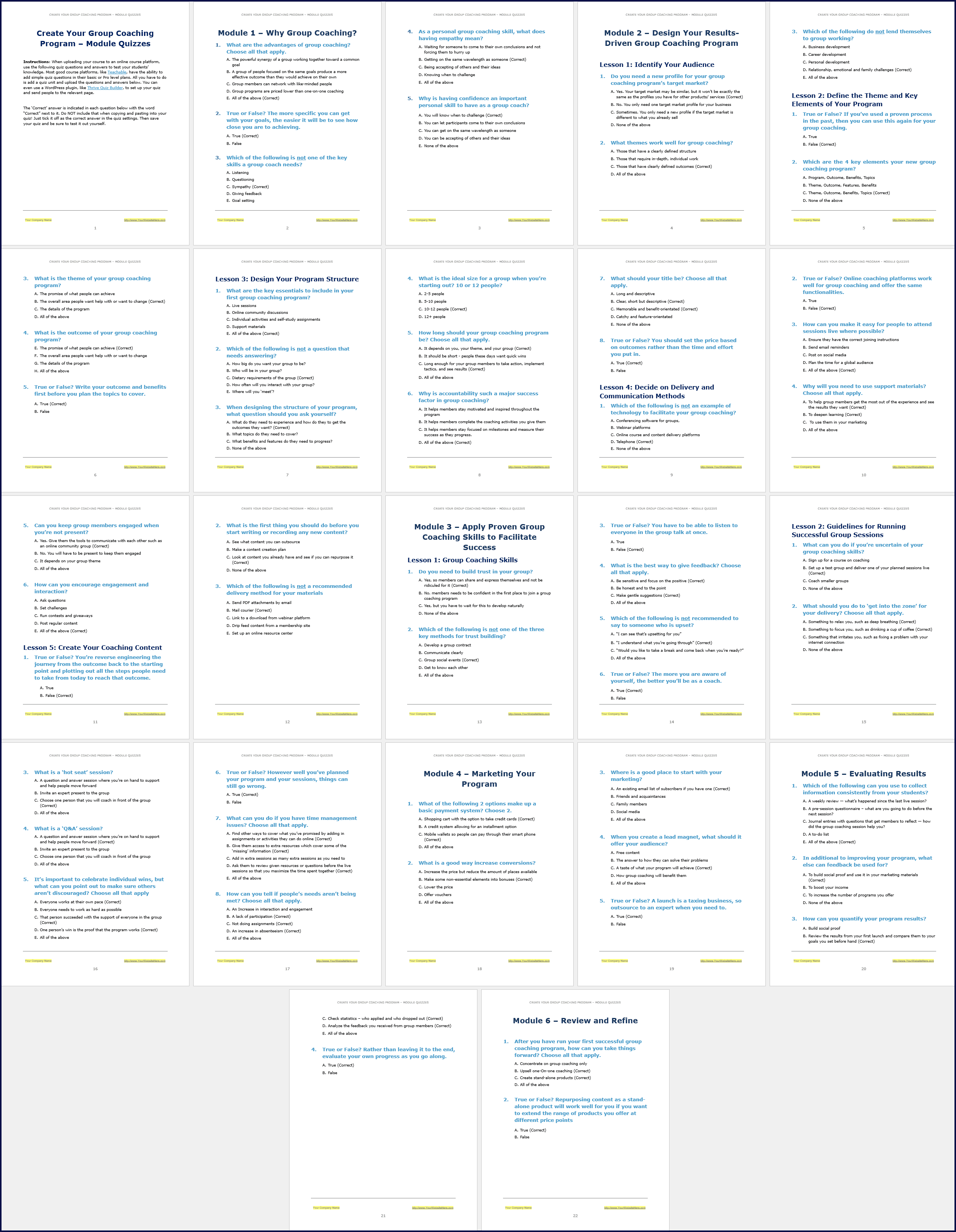 GroupCoachingProgramExPack - ModuleQuizzes GroupCoachingProgramExPack ModuleQuizzes