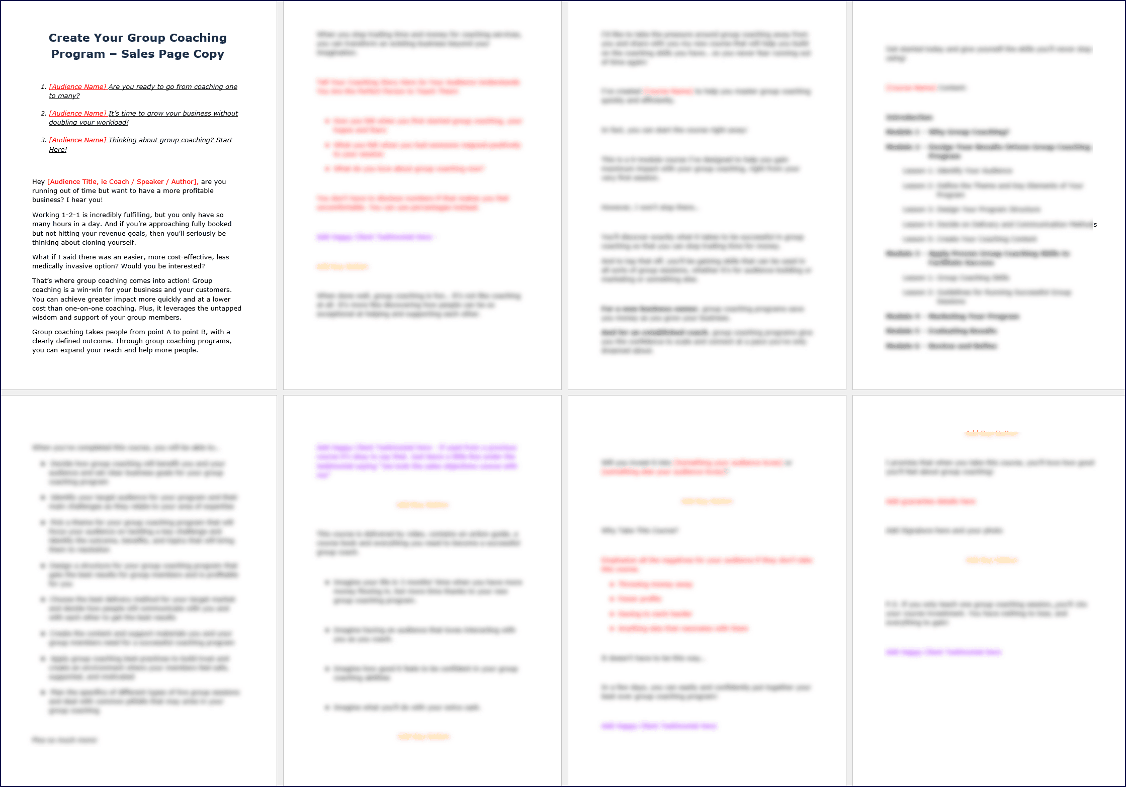 GroupCoachingProgramExPack - SalesPageCopy GroupCoachingProgramExPack SalesPageCopy 1