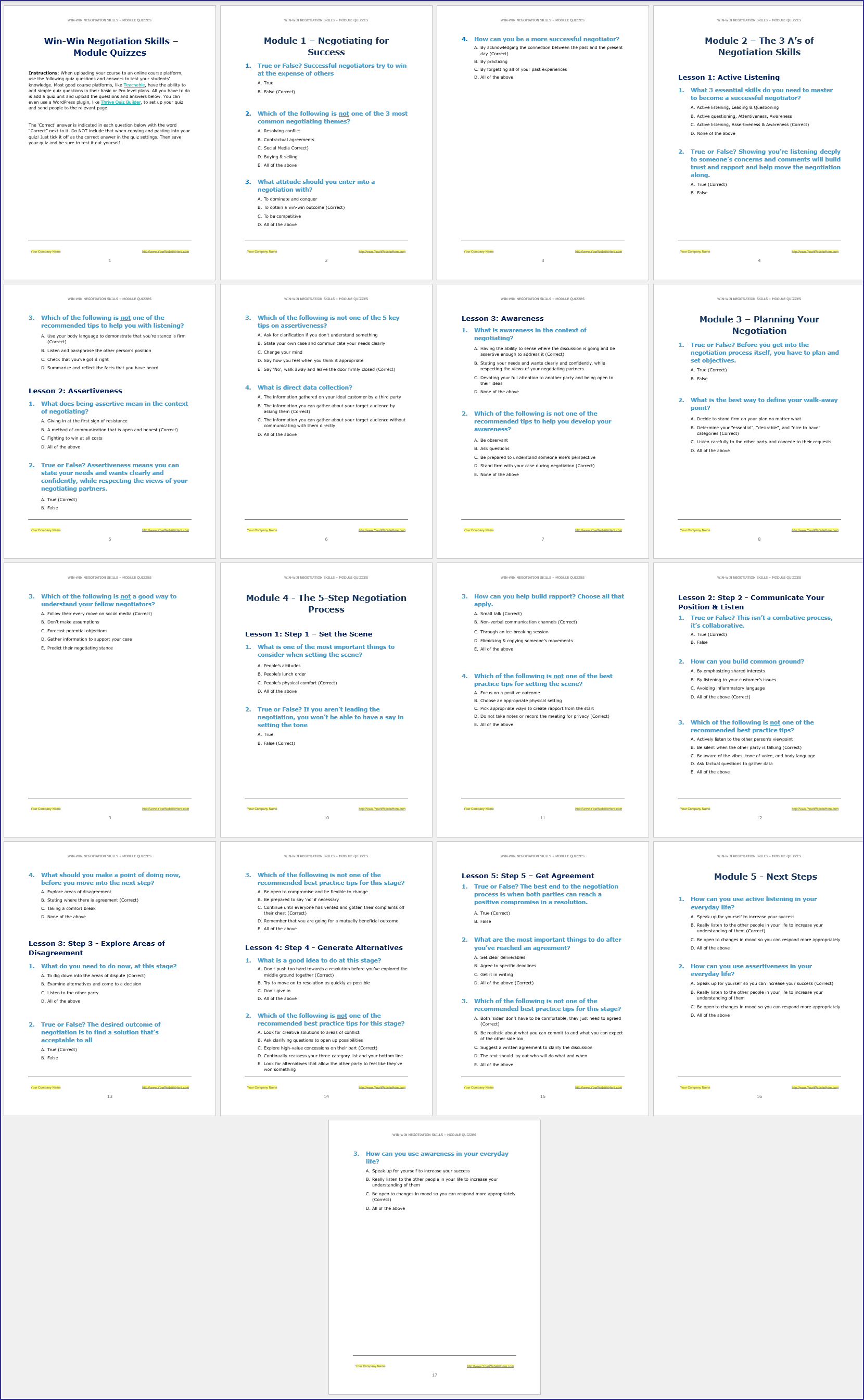 NegotiationSkillsUpgrade_ModuleQuizzes NegotiationSkillsUpgrade ModuleQuizzes