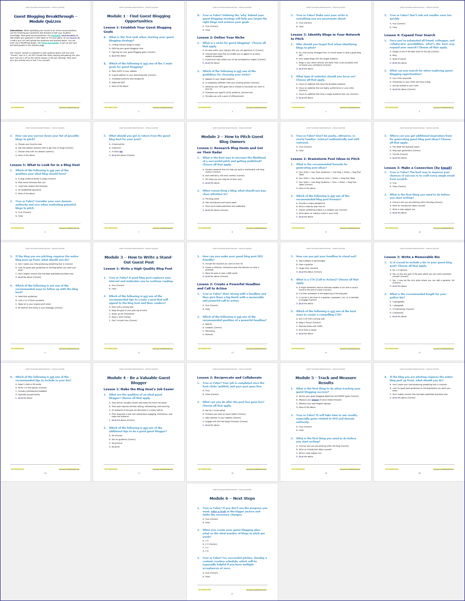 GuestBloggingUpgrade Module Quizzes