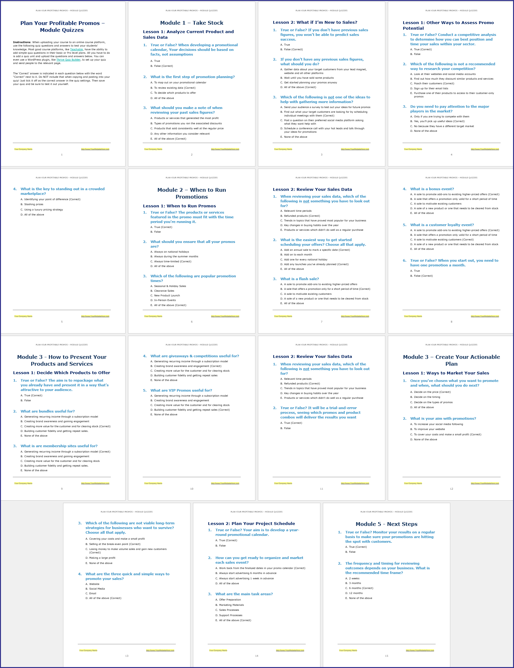 Plan Your Promos Upgrade - Module Quizzes Plan Your Promos Upgrade Module Quizzes