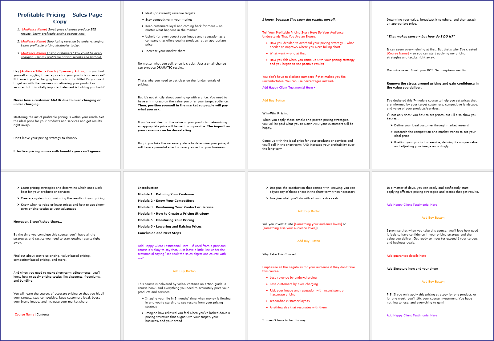 Profitable Pricing Upgrade - SalesPageCopy Profitable Pricing Upgrade SalesPageCopy