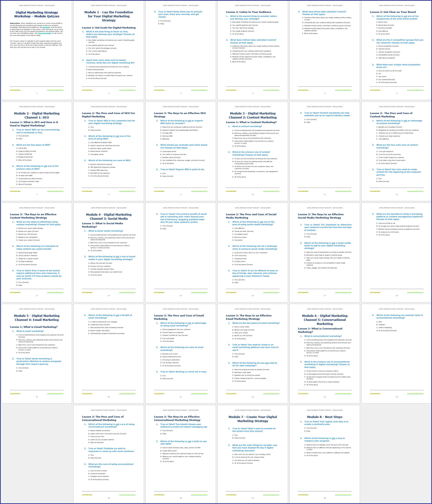 Digital Marketing Strategy Upgrade Module Quizzes 1