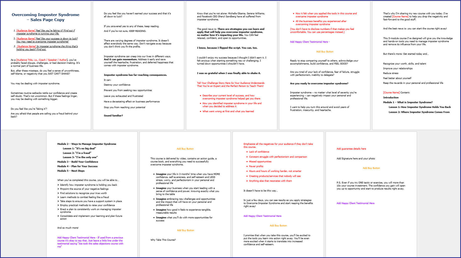 Overcoming Imposter Syndrome Upgrade - SalesPageCopy Overcoming Imposter Syndrome Upgrade SalesPageCopy