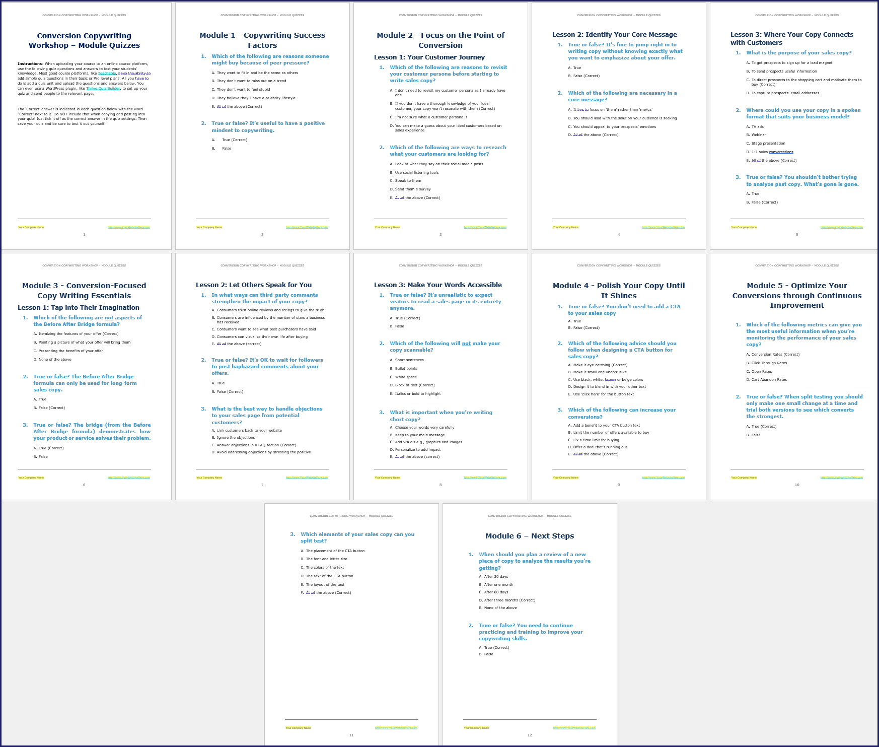 ConversionCopyUpgrade ModuleQuizzes