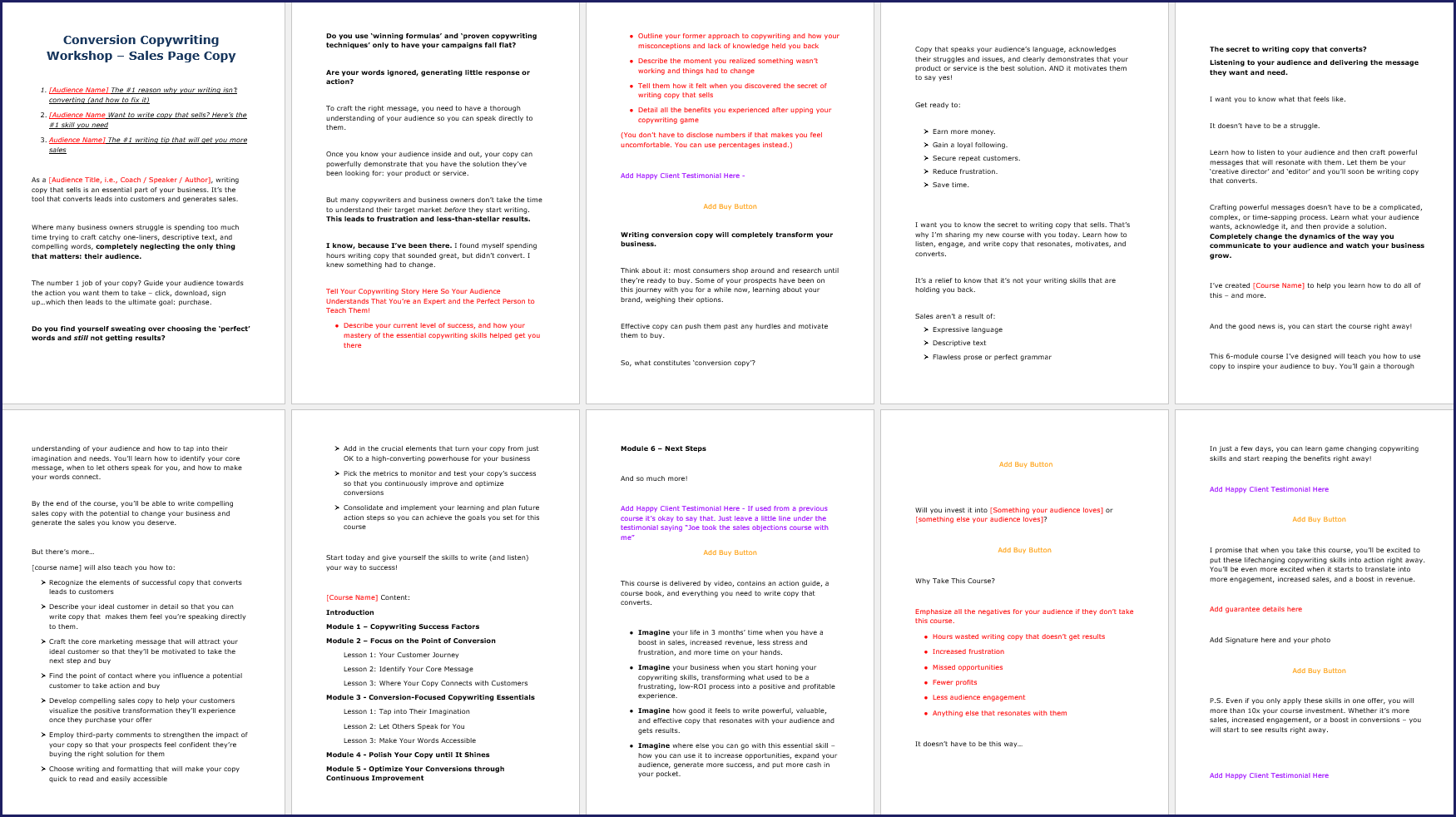 ConversionCopyUpgrade SalesPageCopy