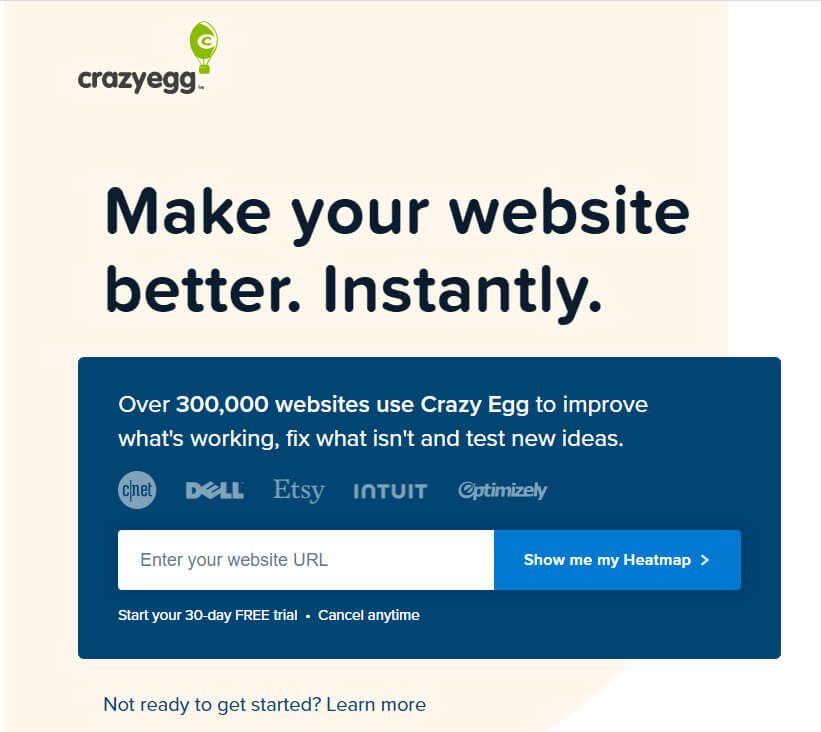 Example of call to action phrases from crazyegg