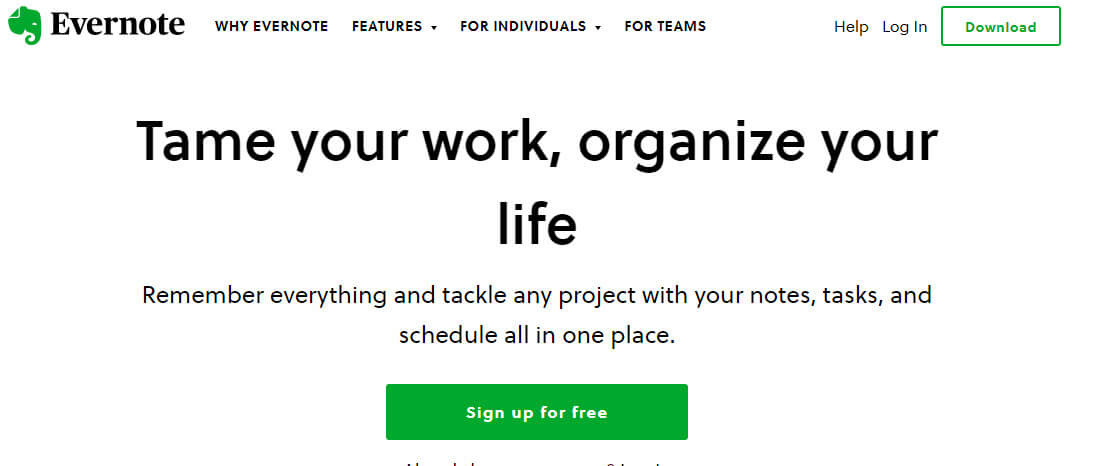 Examples cta button evernote