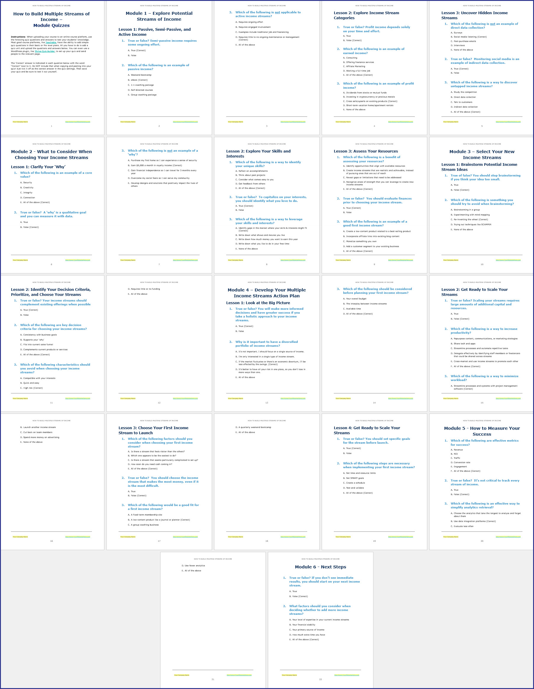 IncomeStreams Upgrade - Module Quizzes IncomeStreams Upgrade Module Quizzes