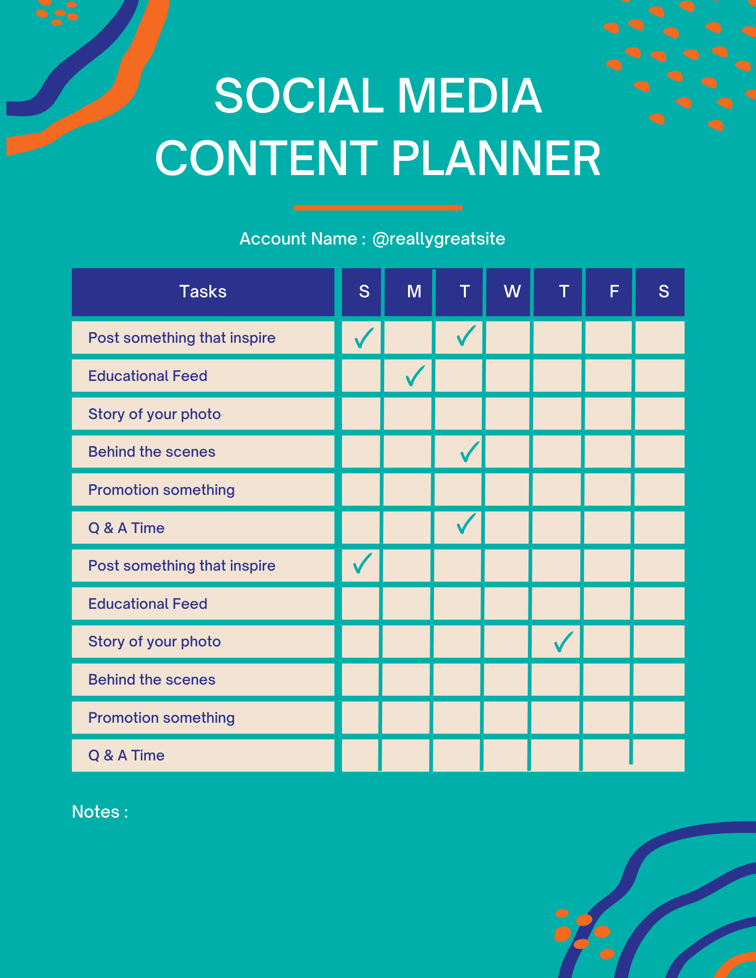 Content planner image for sm engagement post Social media content planner
