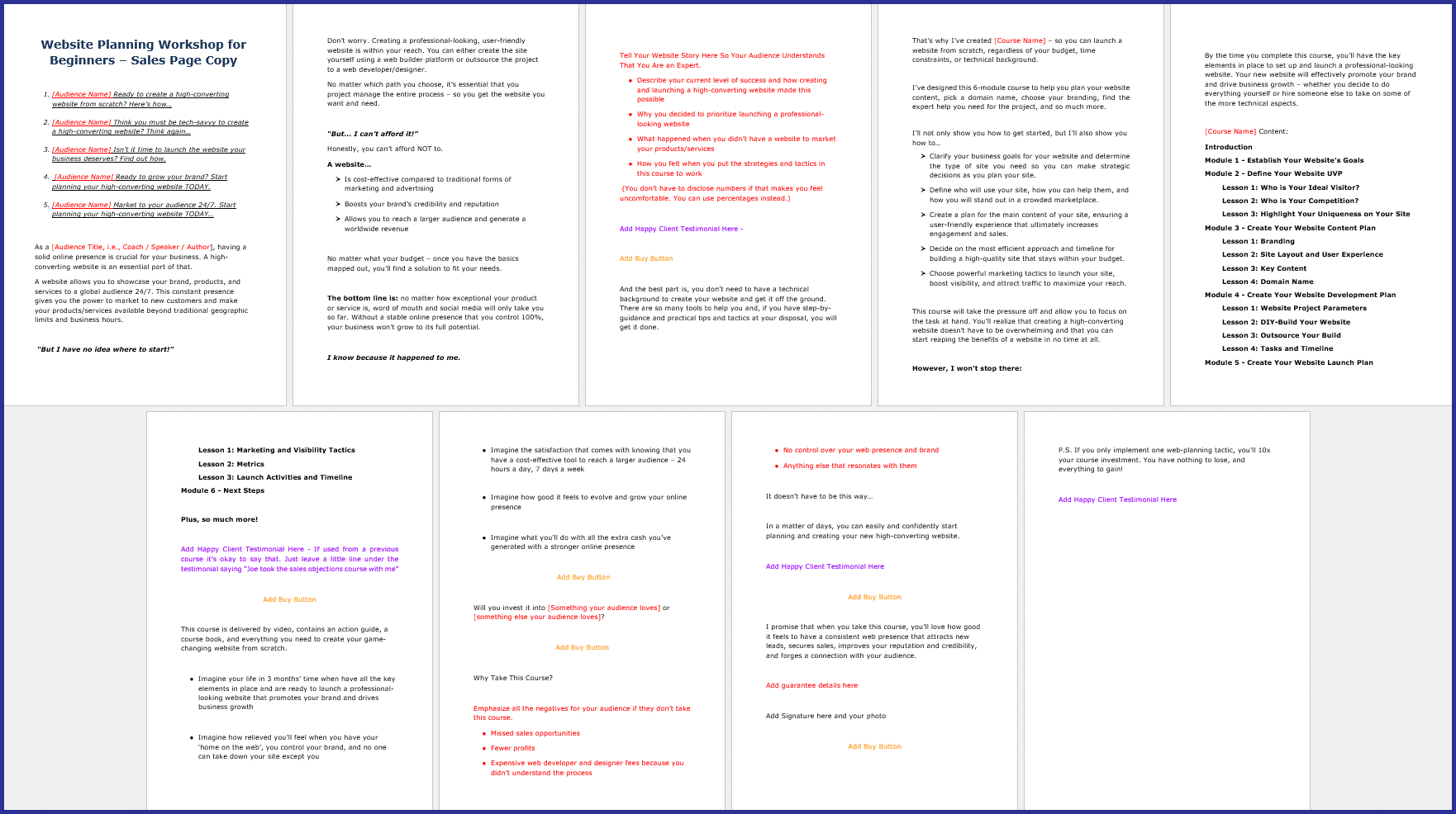 WebsitePlanning_SalesPageCopy WebsitePlanning SalesPageCopy