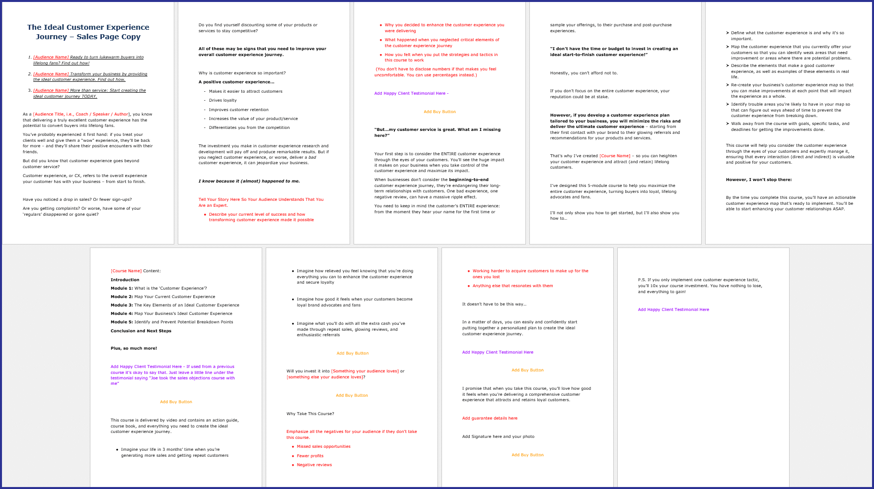 CustExperience_SalesPageCopy