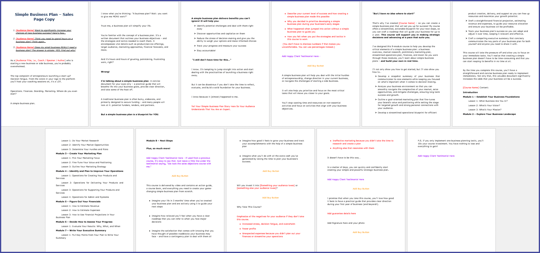 SimpleBizPlan_SalesPageCopy SimpleBizPlan SalesPageCopy