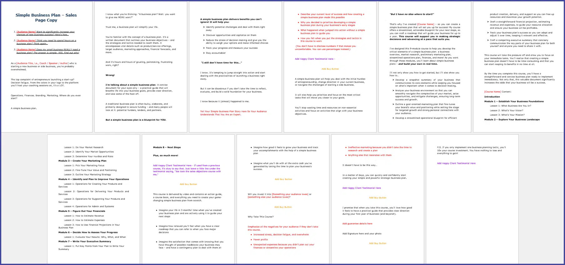 SimpleBizPlan_SalesPageCopy SimpleBizPlan SalesPageCopy