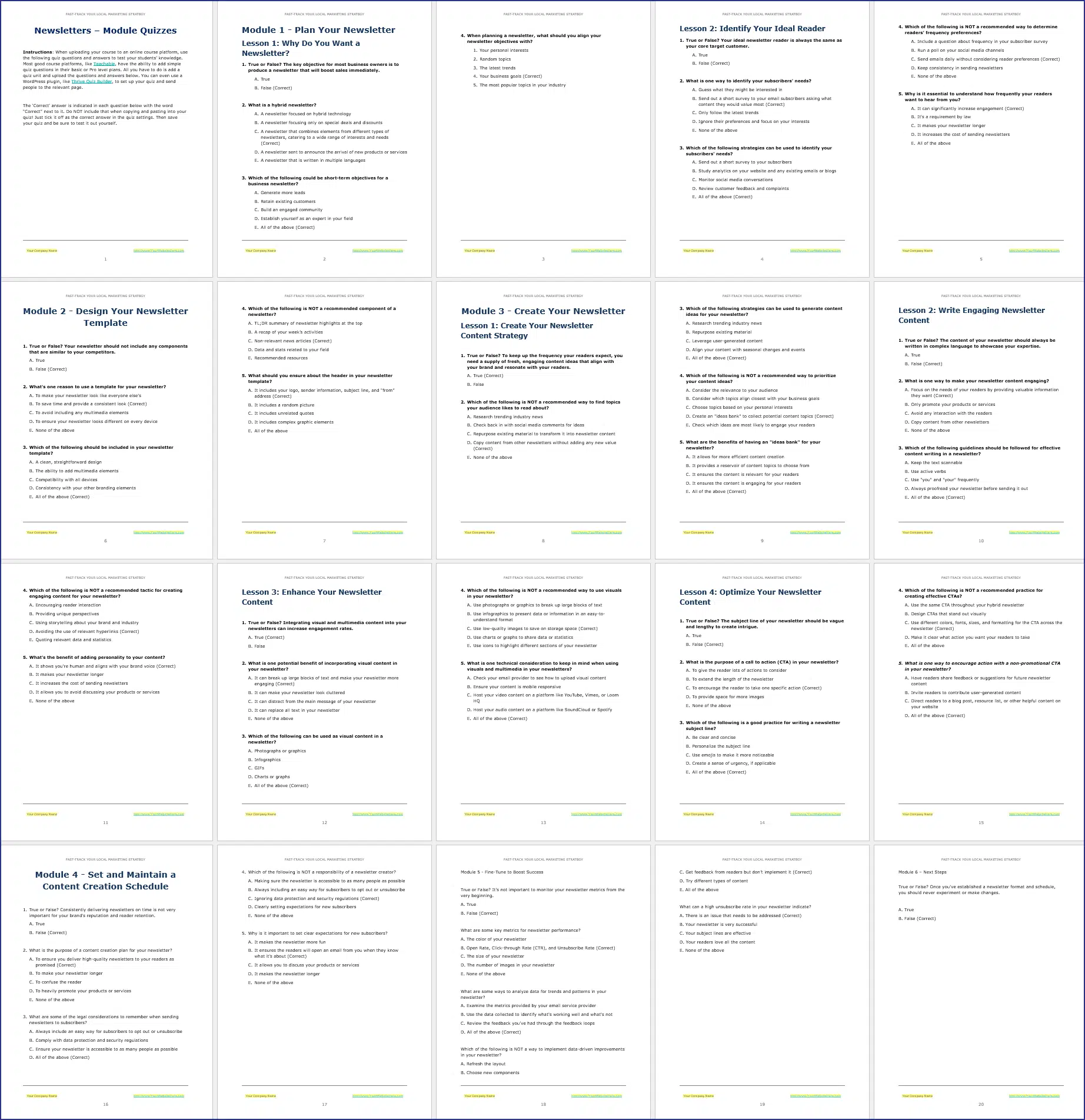 Newsletters_Quizzes Email Newsletter Marketing - Course Quizzes