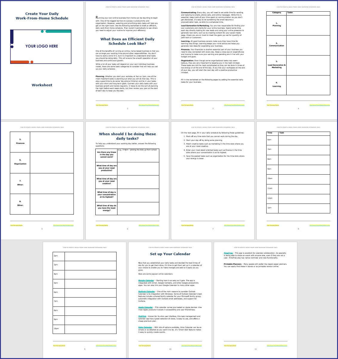 Create Your Daily Work-From-Home Schedule Worksheet Create Your Daily Work From Home Schedule Worksheet