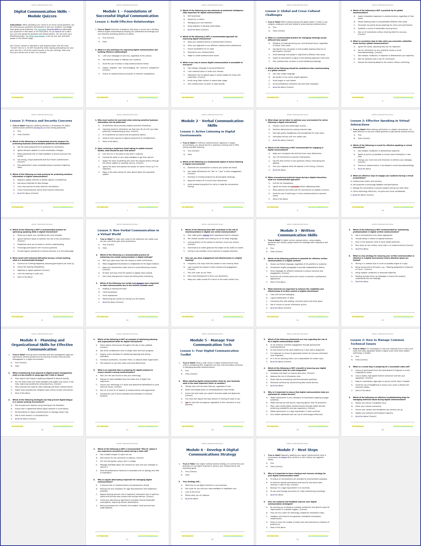 DigitalComms_ModuleQuizzes Digital Communication Skills - Module Quizzes
