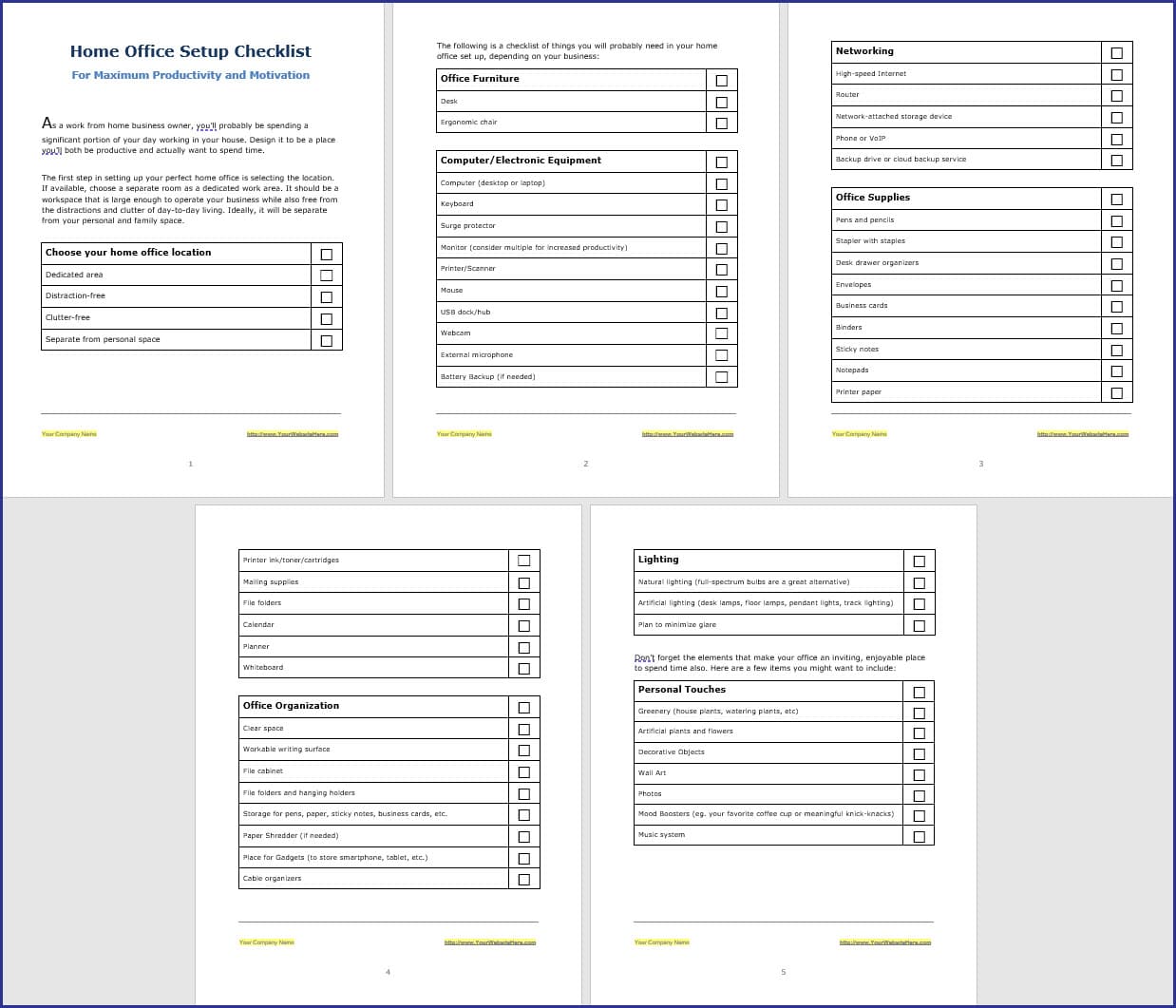Home Office Set Up Checklist Home Office Set Up Checklist