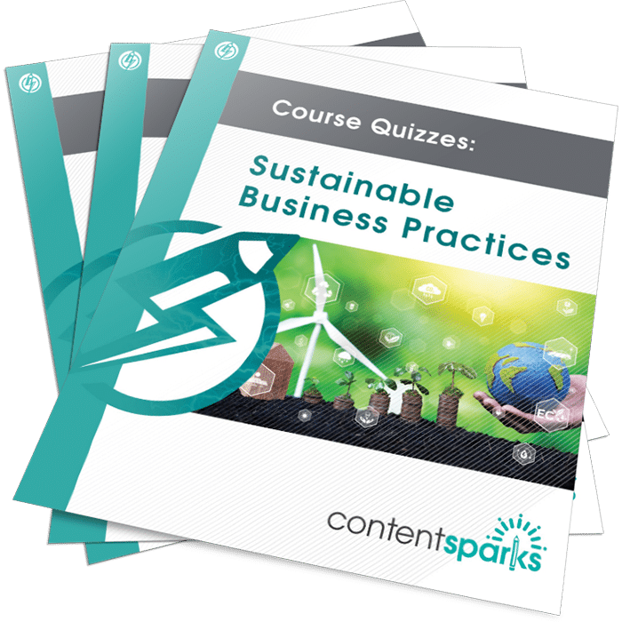 SustainableBizQuizzes_eCover3D Sustainable Business Practices PLR Course Quizzes