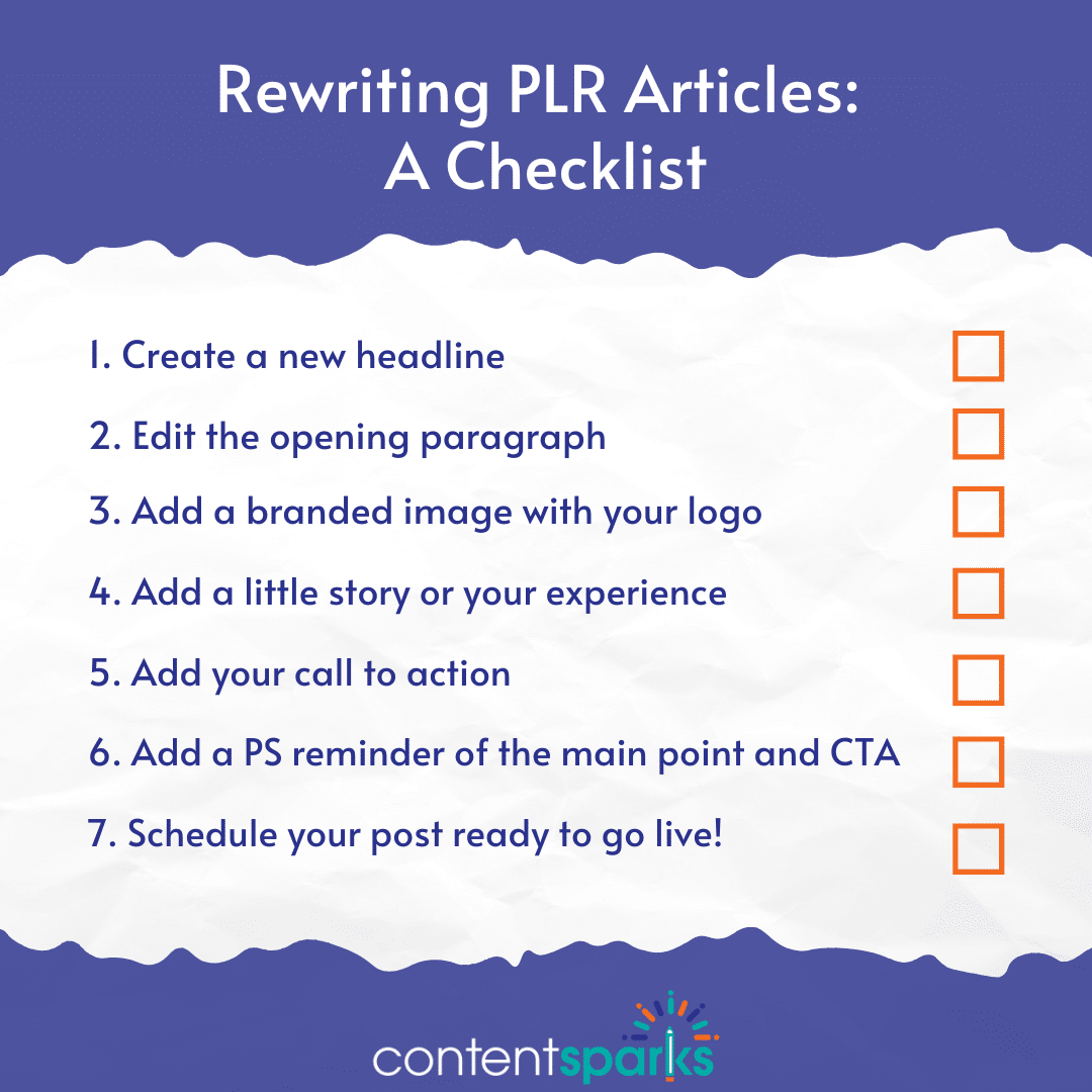 Rewriting PLR Articles A Checklist Rewriting PLR Articles: A Checklist