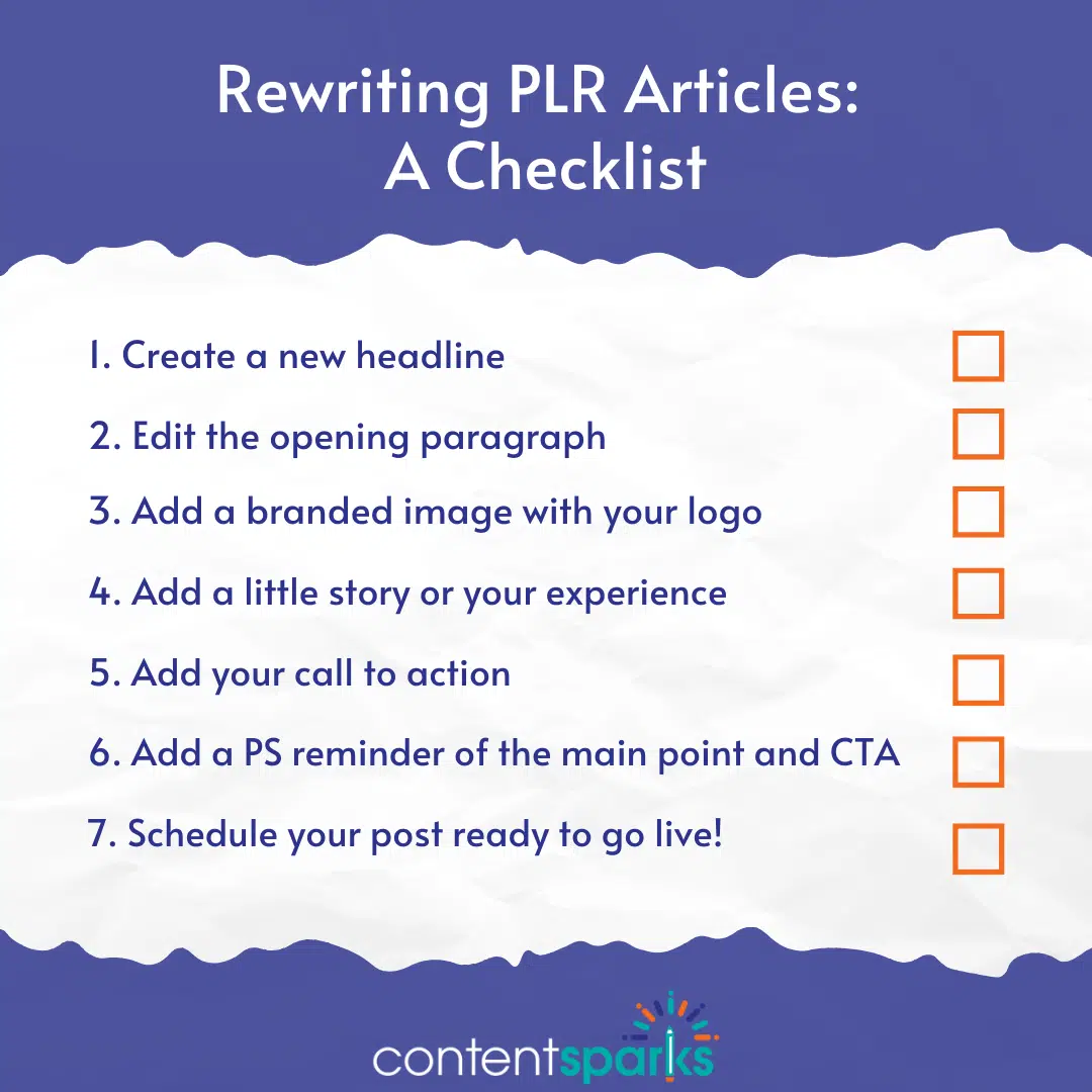 Rewriting PLR Articles: A Checklist
