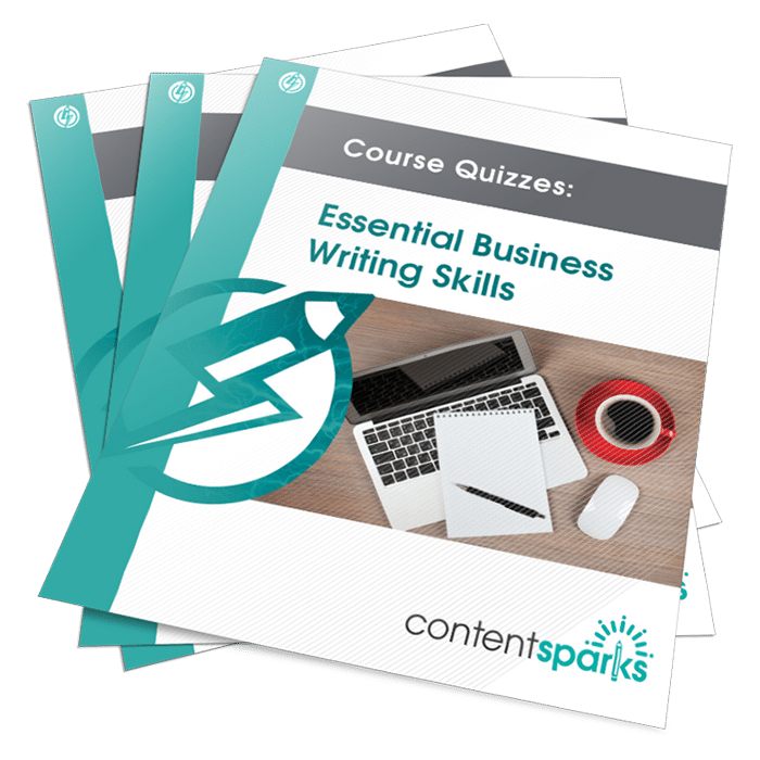 BizWritingQuizzes_eCover3D Essential Business Writing Skills PLR course quizzes