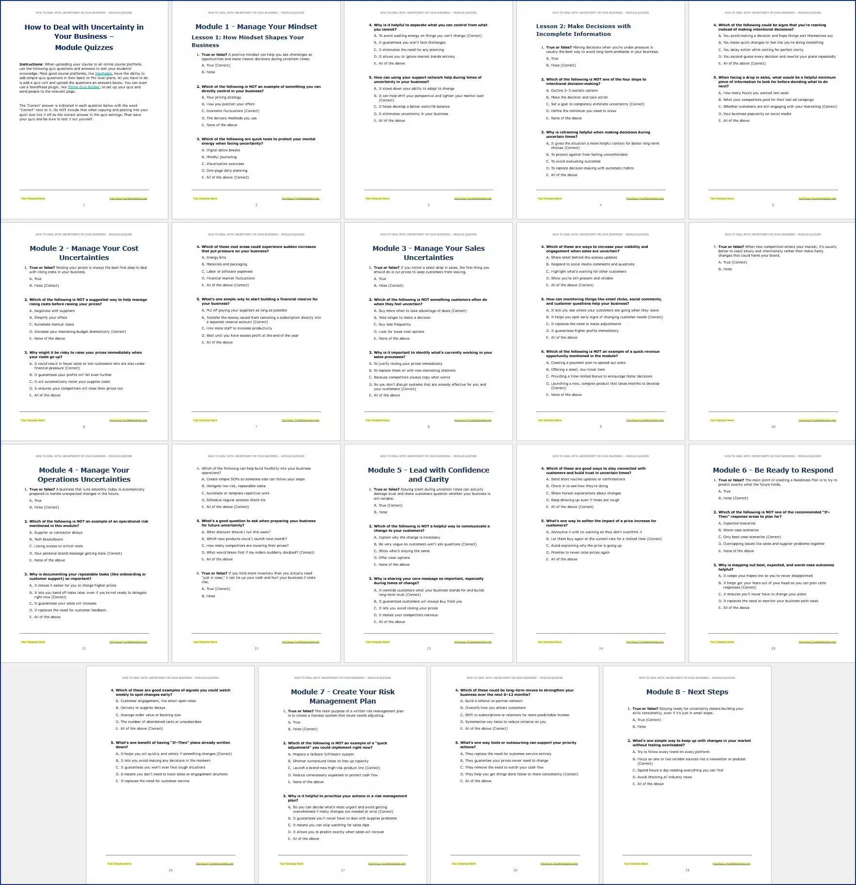 Uncertainty_quizzes How to Deal with Uncertainty in Your Business - PLR Course Quizzes