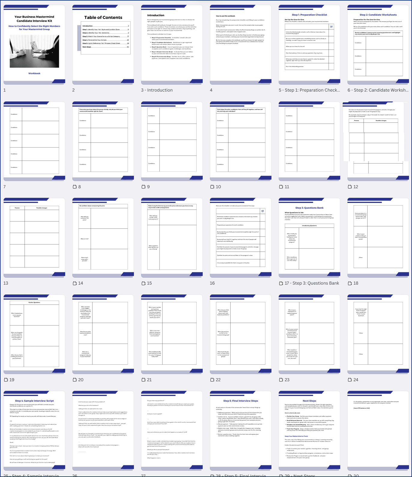 Your Business Mastermind Candidate Interview PLR Kit Workbook