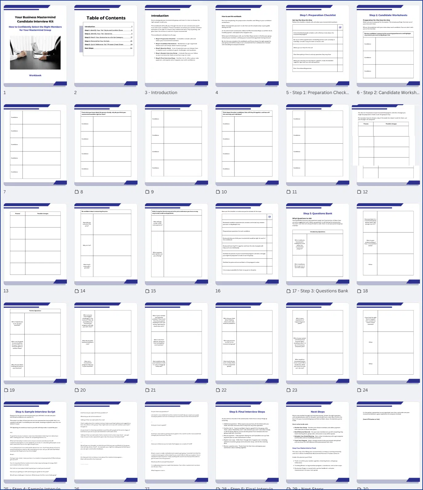 Your Business Mastermind Candidate Interview PLR Kit Workbook